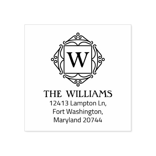 Modern Monogram Aangepaste naam Retouradres Rubberstempel (Afrduk)