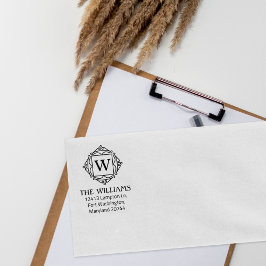 Modern Monogram Aangepaste naam Retouradres Rubberstempel