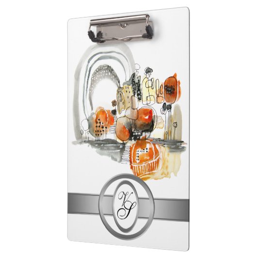 Modern Monogram Abstraction Black en Red Klembord (Links)