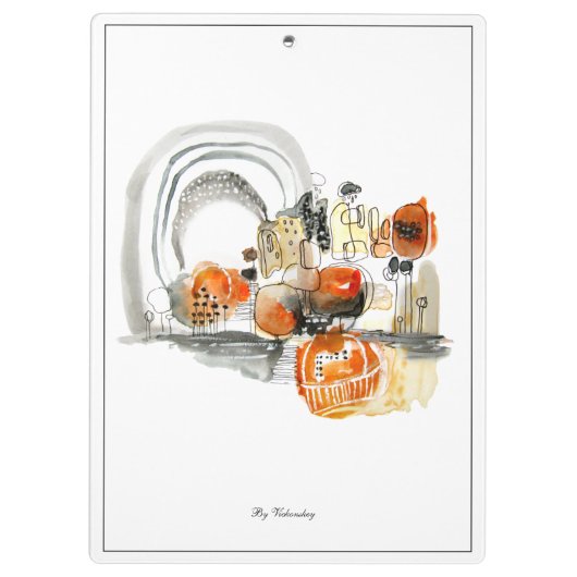 Modern Monogram Abstraction Black en Red Klembord (Achterkant)