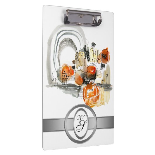 Modern Monogram Abstraction Black en Red Klembord (Rechts)