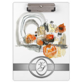 Modern Monogram Abstraction Black en Red Klembord (Voorkant)