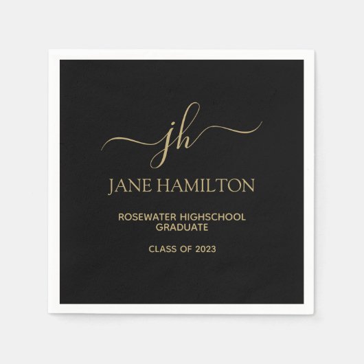 Modern Monogram Afstuderen Paper Servet (Voorkant)