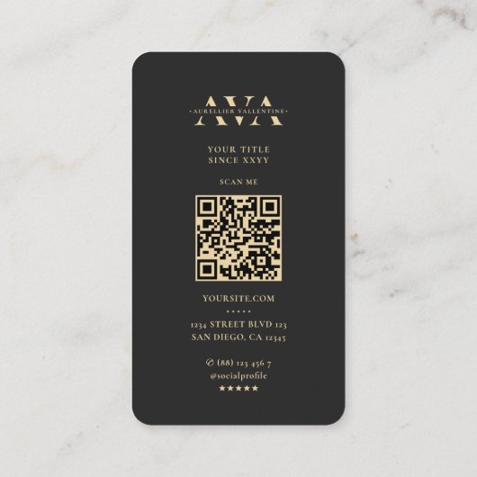 Modern Monogram Agency Adverteren Planner Zwart Visitekaartje (Achterkant)