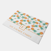 Modern Monogram Ananas Fruitpatroon Deurmat (Schuin)