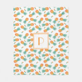 Modern Monogram Ananas Fruitpatroon Fleece Deken (Voorkant)