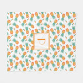 Modern Monogram Ananas Fruitpatroon Fleece Deken (Voorkant (Horizontaal))