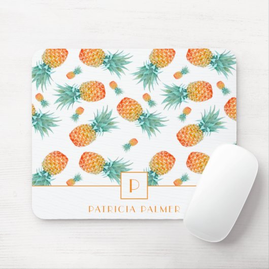 Modern Monogram Ananas Fruitpatroon  Muismat (Met muis)