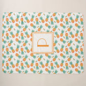 Modern Monogram Ananas Fruitpatroon  Sherpa Deken (Voorkant (horizontaal))
