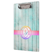 Modern Monogram Antiek Patroon Hout Klembord (Links)