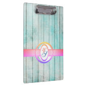 Modern Monogram Antiek Patroon Hout Klembord (Rechts)