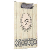Modern Monogram Antiek Patroon Hout Klembord (Rechts)