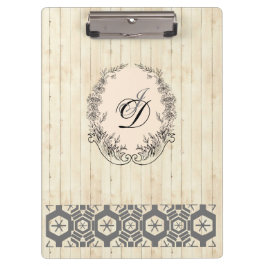 Modern Monogram Antiek Patroon  Hout Klembord