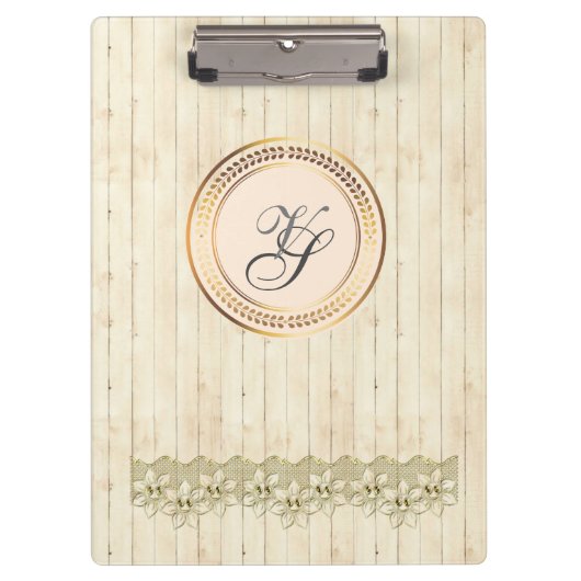 Modern Monogram Antiek Patroon  Hout Klembord (Voorkant)