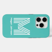 Modern Monogram Aqua Case-Mate iPhone Case (Achterkant (horizontaal))