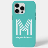 Modern Monogram Aqua Case-Mate iPhone Case (Achterkant)
