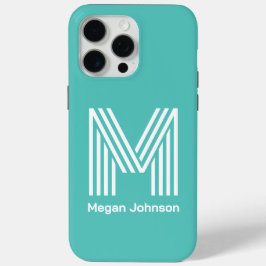 Modern Monogram Aqua iPhone 15 Pro Max Hoesje