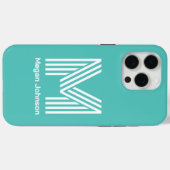 Modern Monogram Aqua Case-Mate iPhone Case (Achterkant (horizontaal))