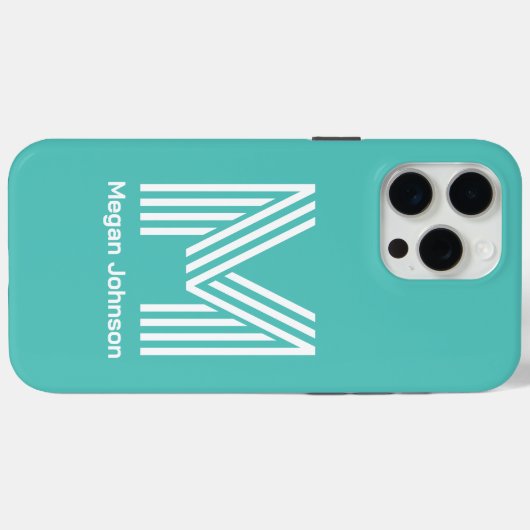 Modern Monogram Aqua Case-Mate iPhone Case (Achterkant (horizontaal))
