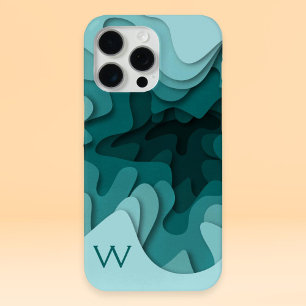 Modern Monogram Aqua Turquoise Abstract schilderij iPhone 15 Pro Max Hoesje