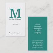 Modern Monogram (aquagroen) Visitekaartje (Voorkant / Achterkant)