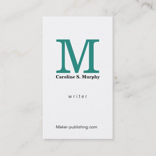 Modern Monogram (aquagroen) Visitekaartje (Voorkant)