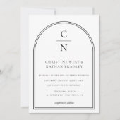 Modern Monogram Arch Wedding Invitation Kaart (Voorkant)