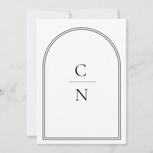 Modern Monogram Arch Wedding Invitation Kaart (Achterkant)