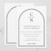 Modern Monogram Arch Wedding Invitation Kaart (Voorkant / Achterkant)