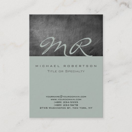 Modern Monogram Ash Gray Chalkboard Visitekaartje (Voorkant)