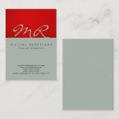 Modern Monogram Ash Gray Red Visitekaartje (Voorkant / Achterkant)