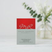 Modern Monogram Ash Gray Red Visitekaartje (Staand voorkant)