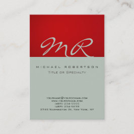 Modern Monogram Ash Gray Red Visitekaartje