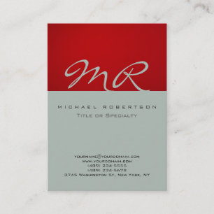 Modern Monogram Ash Gray Red Visitekaartje