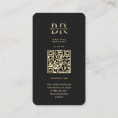 Modern Monogram B Esthetisch Bloemen Zwart Goud Visitekaartje (Achterkant)