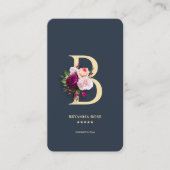 Modern Monogram B Professional Donkerblauw Goud Visitekaartje (Voorkant)