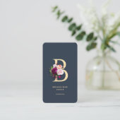 Modern Monogram B Professional Donkerblauw Goud Visitekaartje (Staand voorkant)