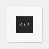 Modern Monogram B/W Cocktail Servet (Voorkant)