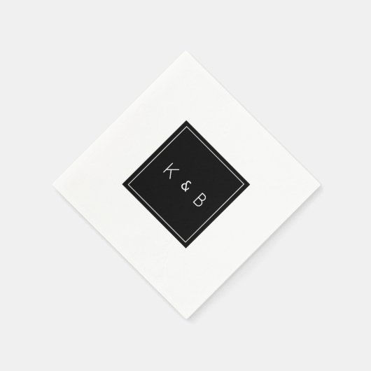 Modern Monogram B/W Cocktail Servet (Hoek)