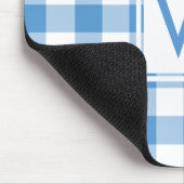 Modern Monogram Baby Blue & White Gingham Pattern Muismat (Hoek)