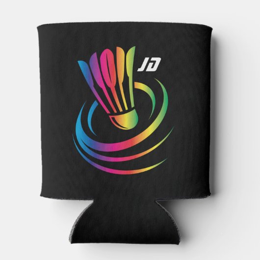 Modern Monogram Badminton Shuttlecock Blikjeskoeler (Achterkant)