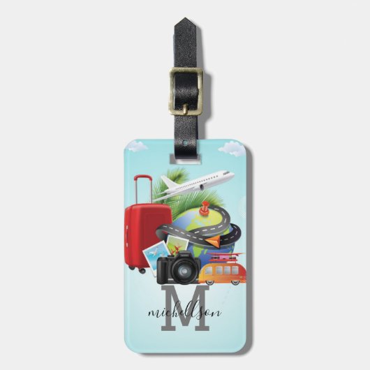 Modern Monogram Bagagelabel (Voorkant verticaal)