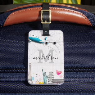 Modern Monogram Bagagelabel