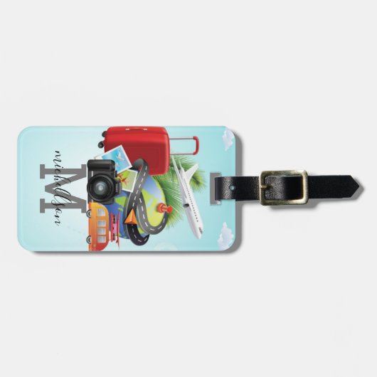 Modern Monogram Bagagelabel (Voorkant horizontaal)