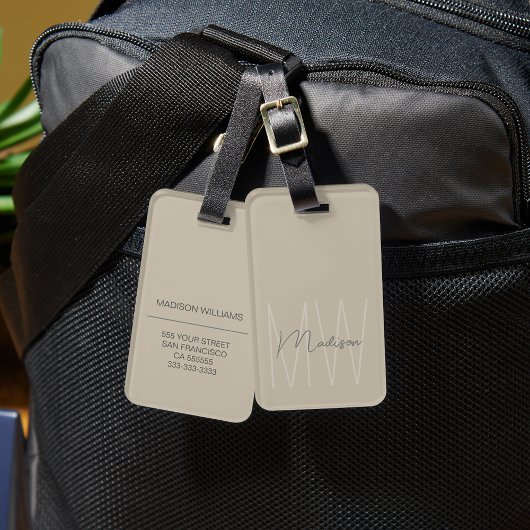 Modern Monogram Bagagelabel