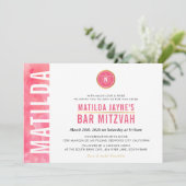 MODERN MONOGRAM BAT MITZVAH zijbalk roze goud Kaart (Staand voorkant)