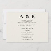 Modern Monogram Beige Moderne Horizontale Trouwkaa
