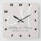 Modern Monogram | Beige Vierkante Klok (Voorkant)