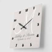 Modern Monogram | Beige Vierkante Klok (Hoek)