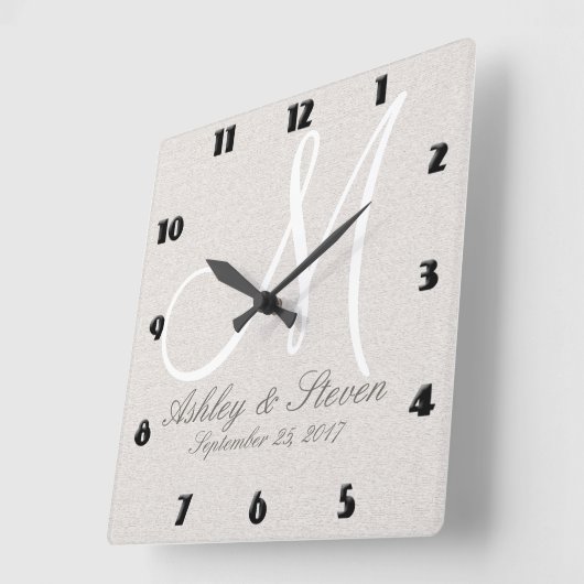 Modern Monogram | Beige Vierkante Klok (Hoek)